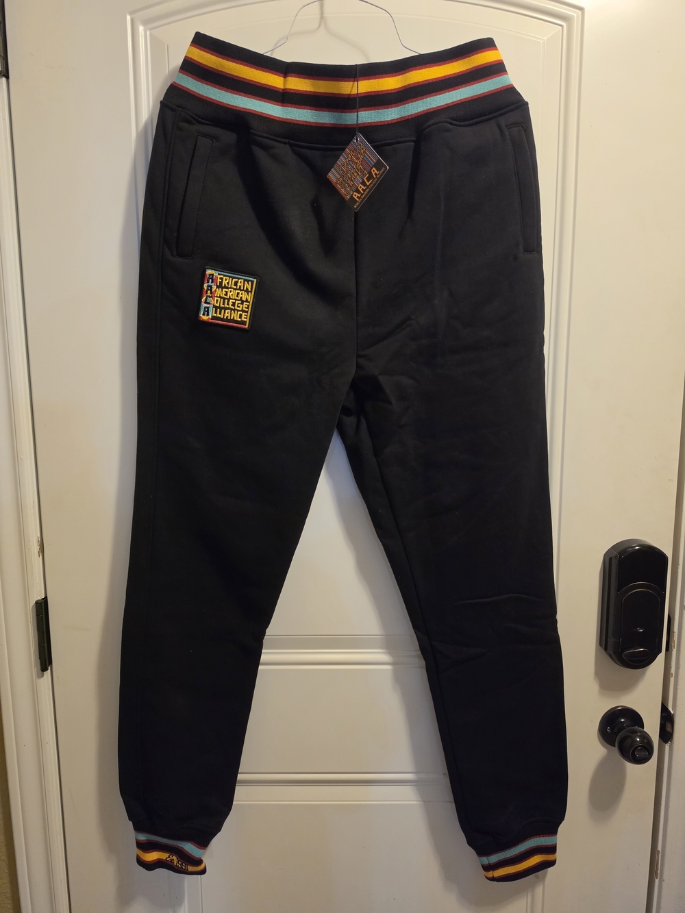 African American College Alliance Black Jogger Pants with Striped Waistband